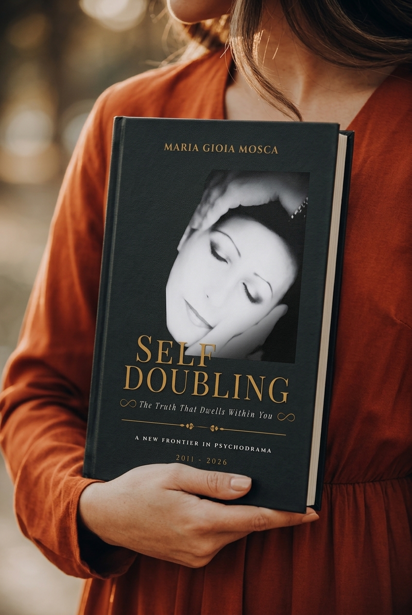 Maria Gioia Mosca holding the Self Doubling book — The Truth That Dwells Within You